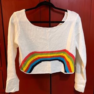 SO HAPPY RAINBOW CROP TOP SWEATER size S